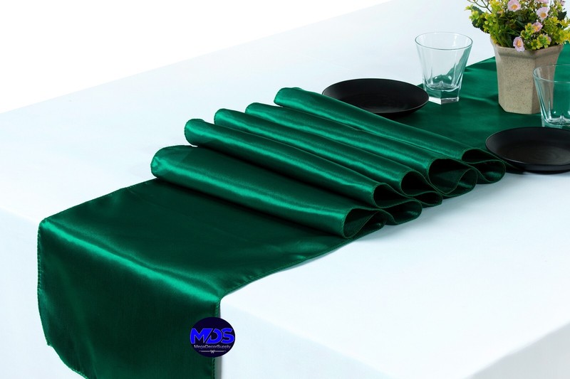 10 Emerald Satin Table Runner 12" X 108" Wedding B'day Party Table decoration gallery
