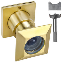 Earl Diamond Solid Brass Square Hd 220 Degree Door Viewer Peephole 28Mm Drill