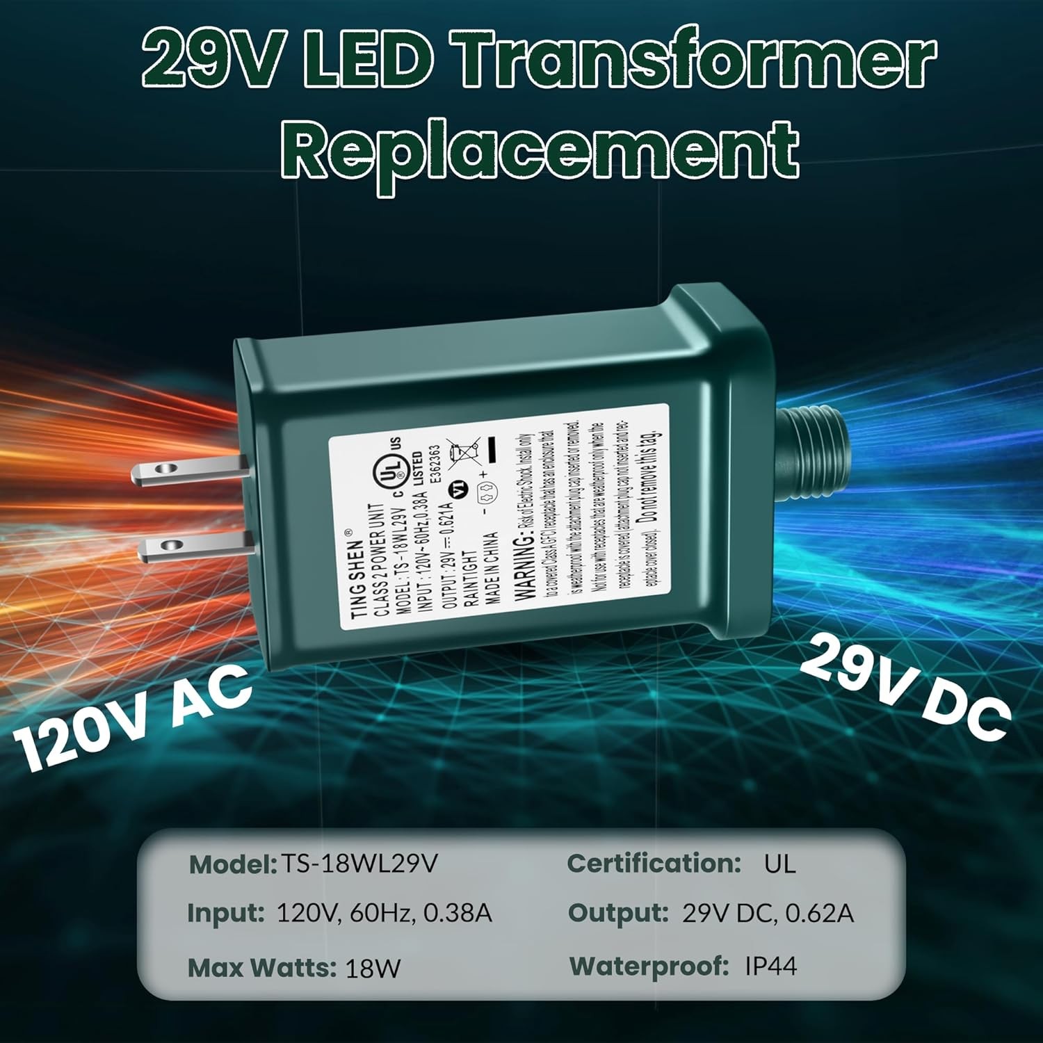 29V LED Power Supply, Christmas Tree Plug Adapter, IP44 Waterproof Class 2... gallery