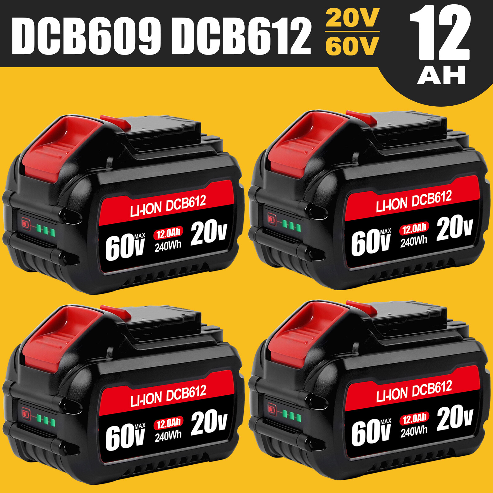 12 AH Lithium-Ion High Output Battery For DeWALT FLEXVOLT 20V/60V MAX DCB612-2 gallery