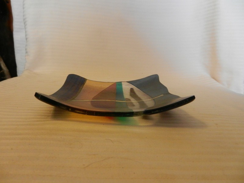 Multi Colored Glass Wave Shape Square Change Coin Key Tray Unique 6.25" Square gallery