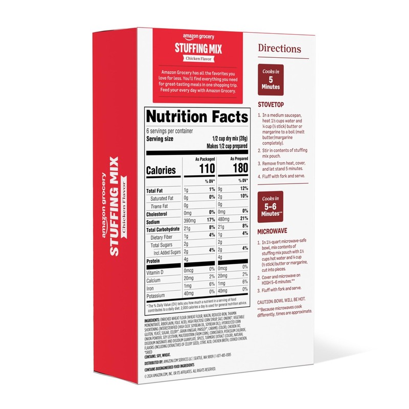 Amazon Grocery, Chicken Flavor Stuffing Mix 5 Minutes Cooking, 6 Oz gallery
