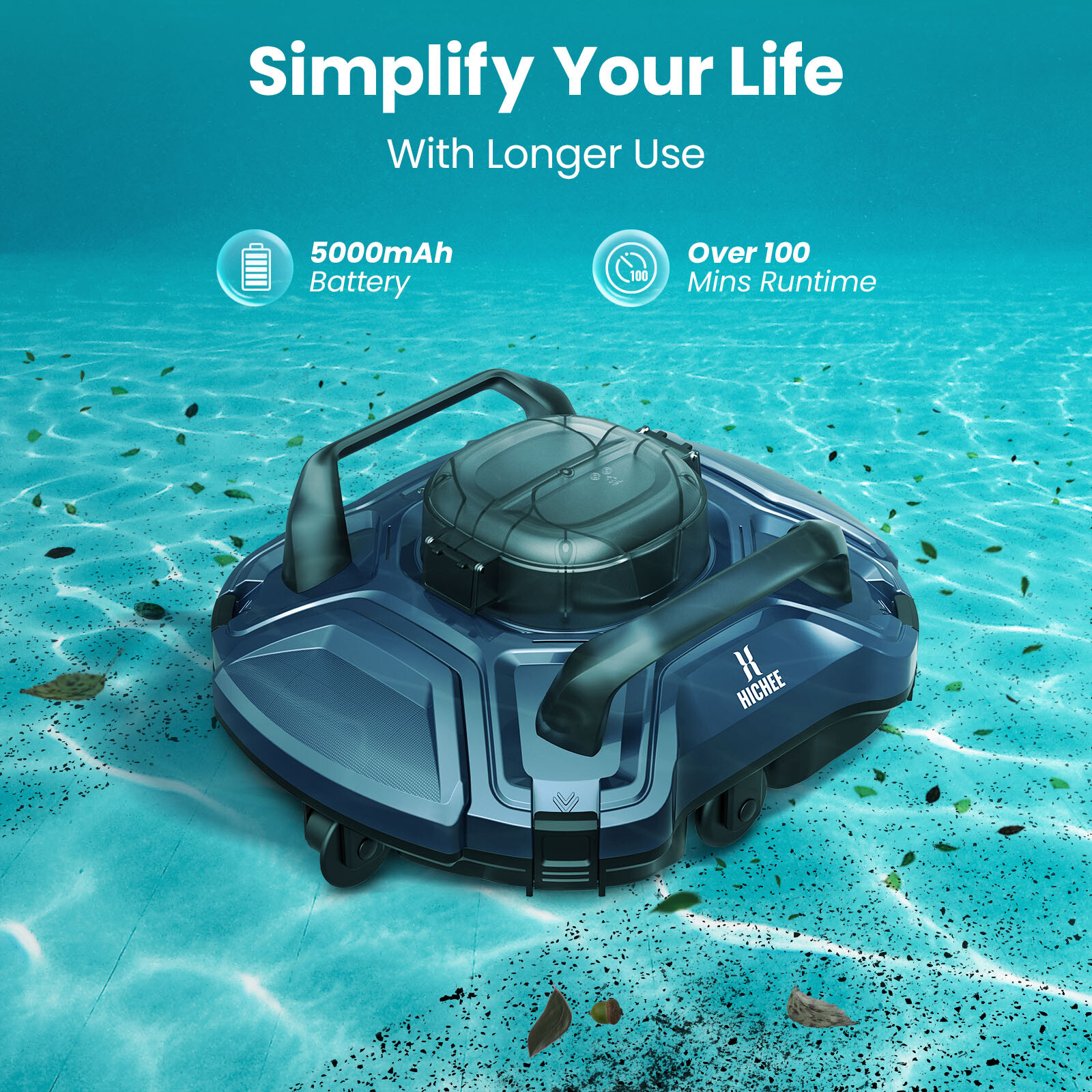 Cordless Robotic Pool Vacuum Automatic Pool Cleaner Self-Parking, LED Indicator gallery