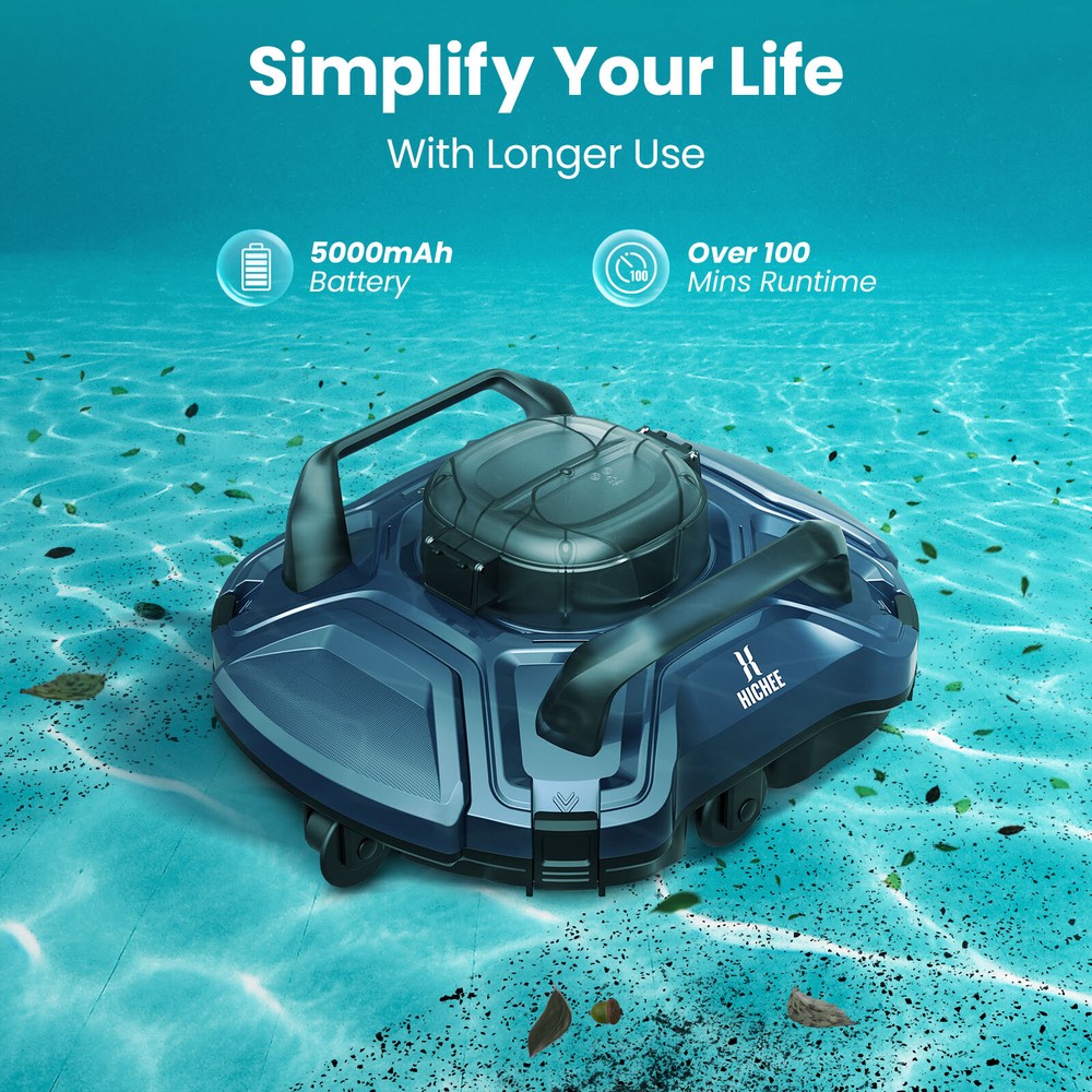 Cordless Robotic Pool Vacuum Automatic Pool Cleaner Self-Parking, LED Indicator