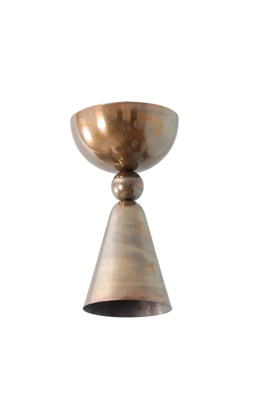 Industrial Brass Semi-Flush Ceiling Lmap | Modern Cone Pendant Fixture gallery