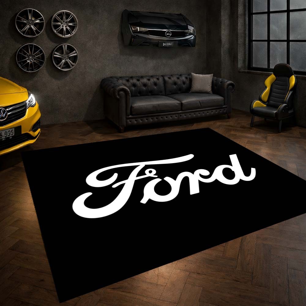 Vintage Ford Script Logo Garage Carpet, Man Cave Automotive Mat gallery
