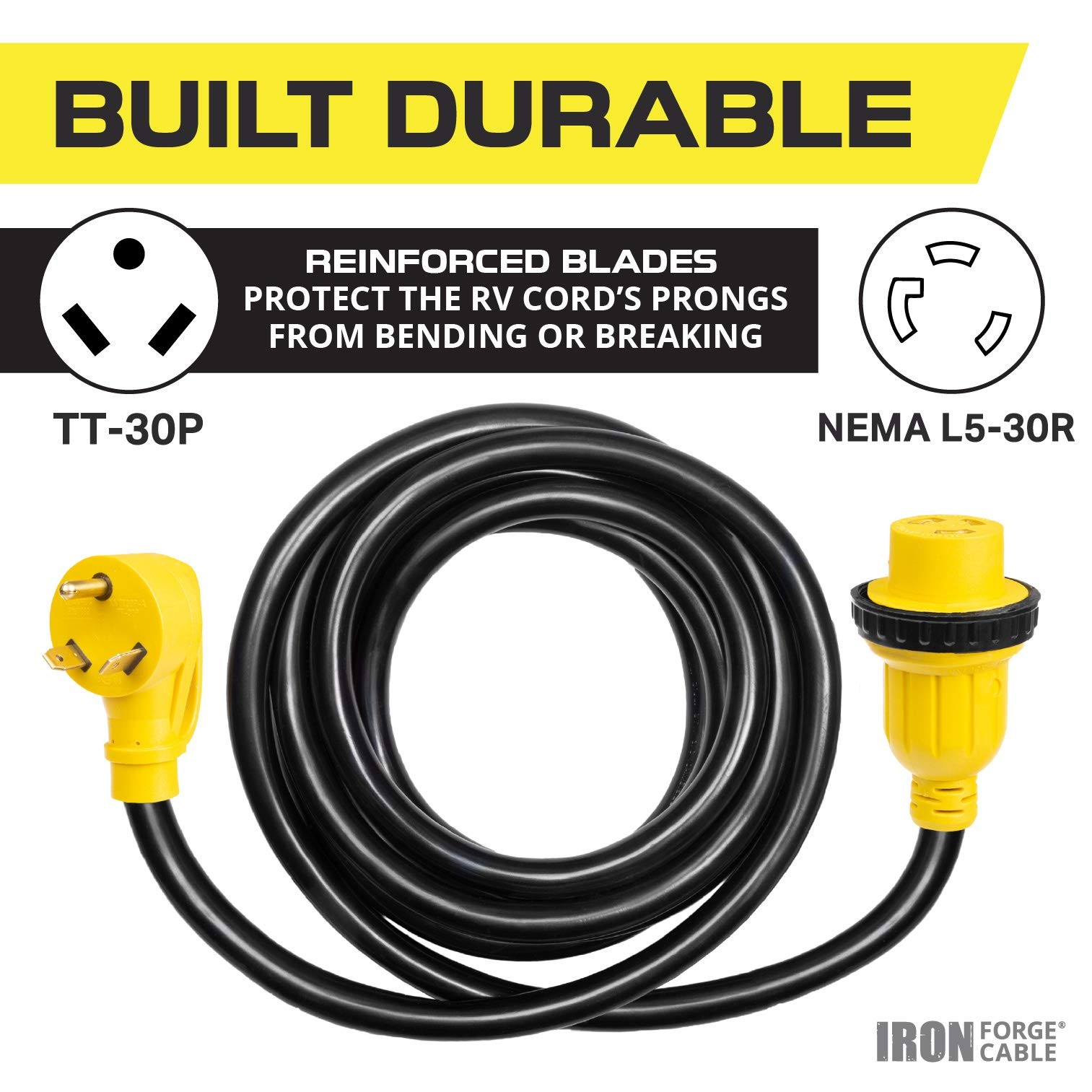 Iron Forge Cable 30 Amp Rv Extension Cord 50 Ft - 10/3 Stw Tt-30P To Nema gallery