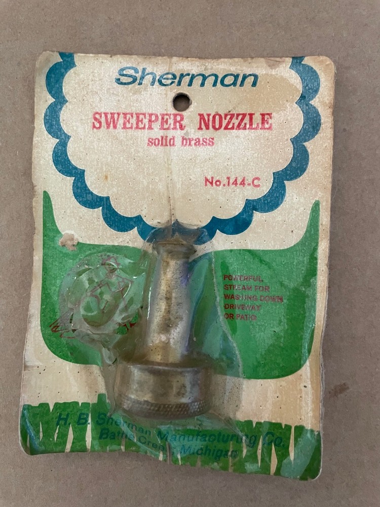 Vintage SHERMAN Sweeper Nozzle SOLID BRASS nos noc Water garden Hose