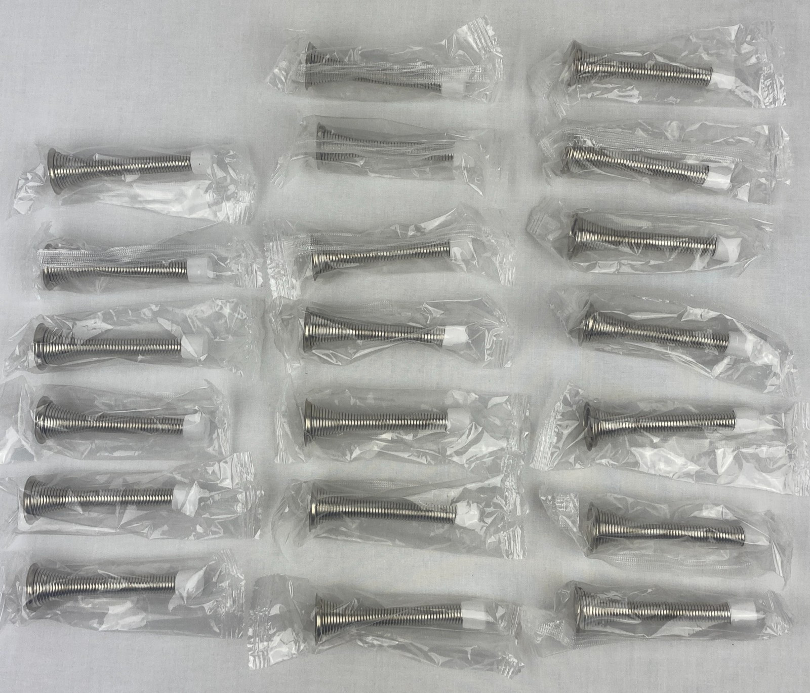 20x Spring Door Stop 3-3/8" Flexible Heavy Duty Stopper Silver White Tip LOT B63 gallery