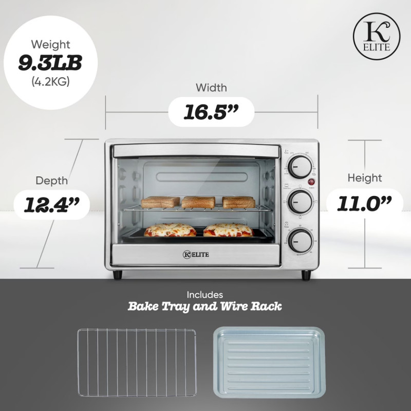 Kitchen Elite 6-Slice Compact Countertop Toaster Oven with Stainless Steel Tray gallery