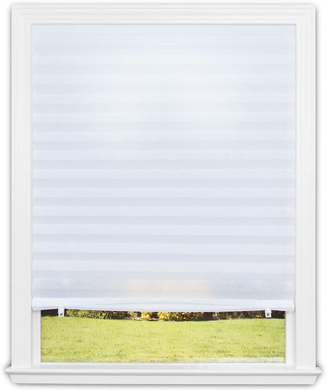 No Tools Original Light Filtering Pleated Fabric Shade White, 48" W x 72" L, 2 gallery