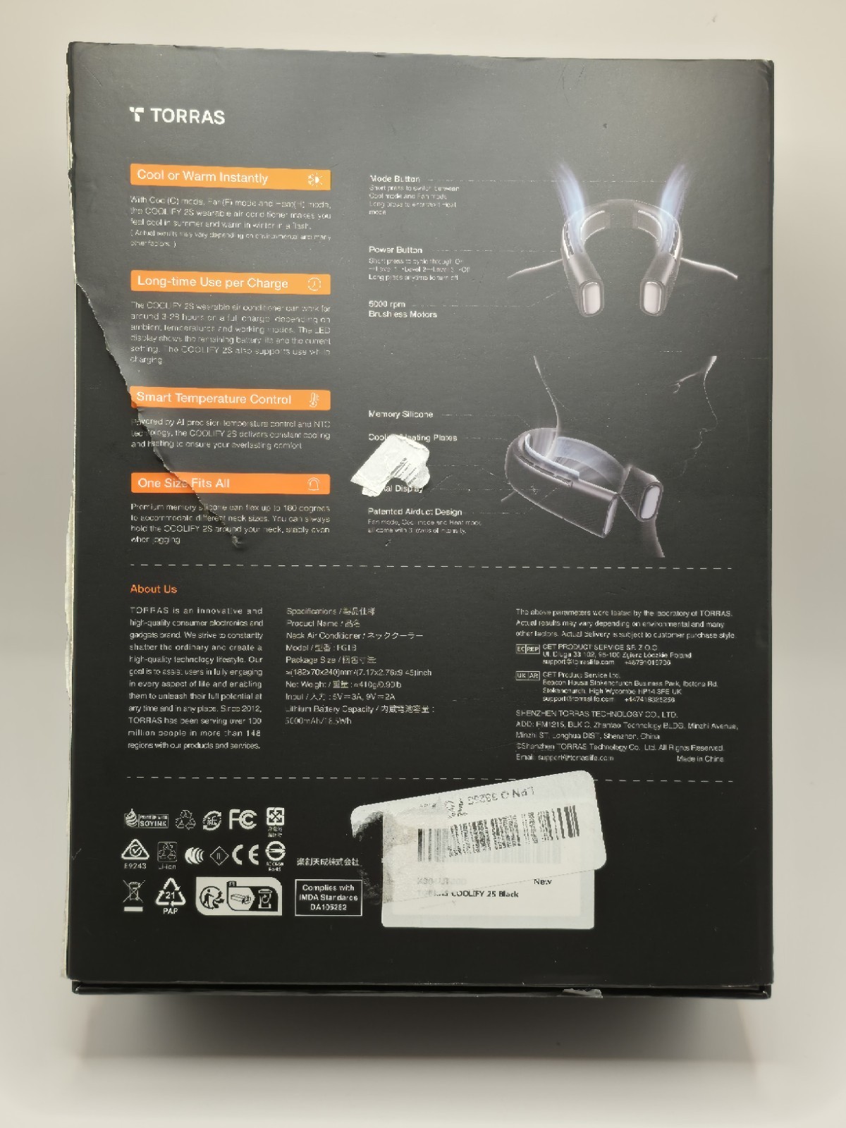 TORRAS Coolify 2S Smart 3-in-1 Neck Air Conditioner Cooling Fan Black FREE SHIP gallery