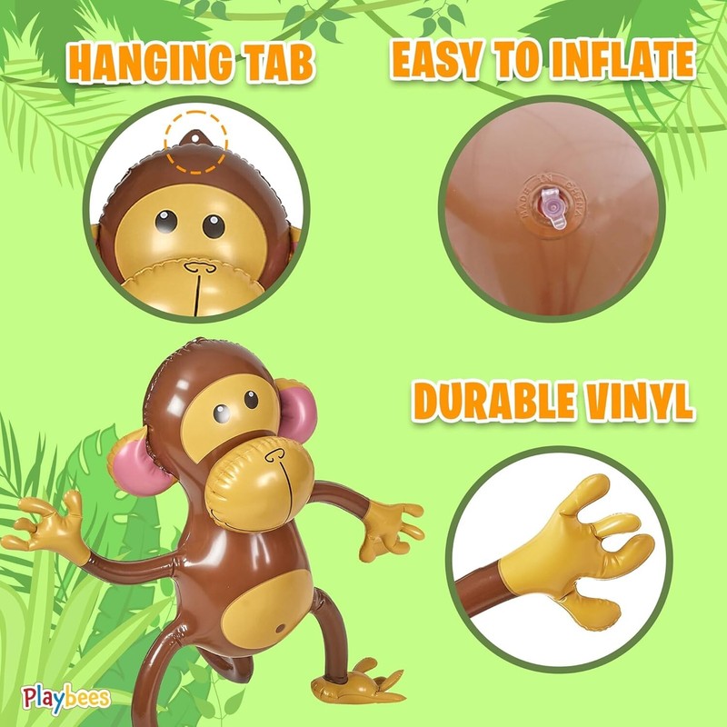 Large Inflatable Monkey 27" - 6 Pack Blow Up Animal Party Favors gallery