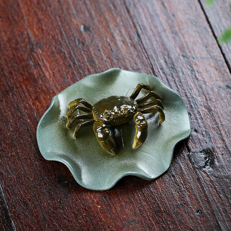 Creative Zisha Tea Pet Color Change Crab On Lotus Yixing Purple Clay Tea Play gallery