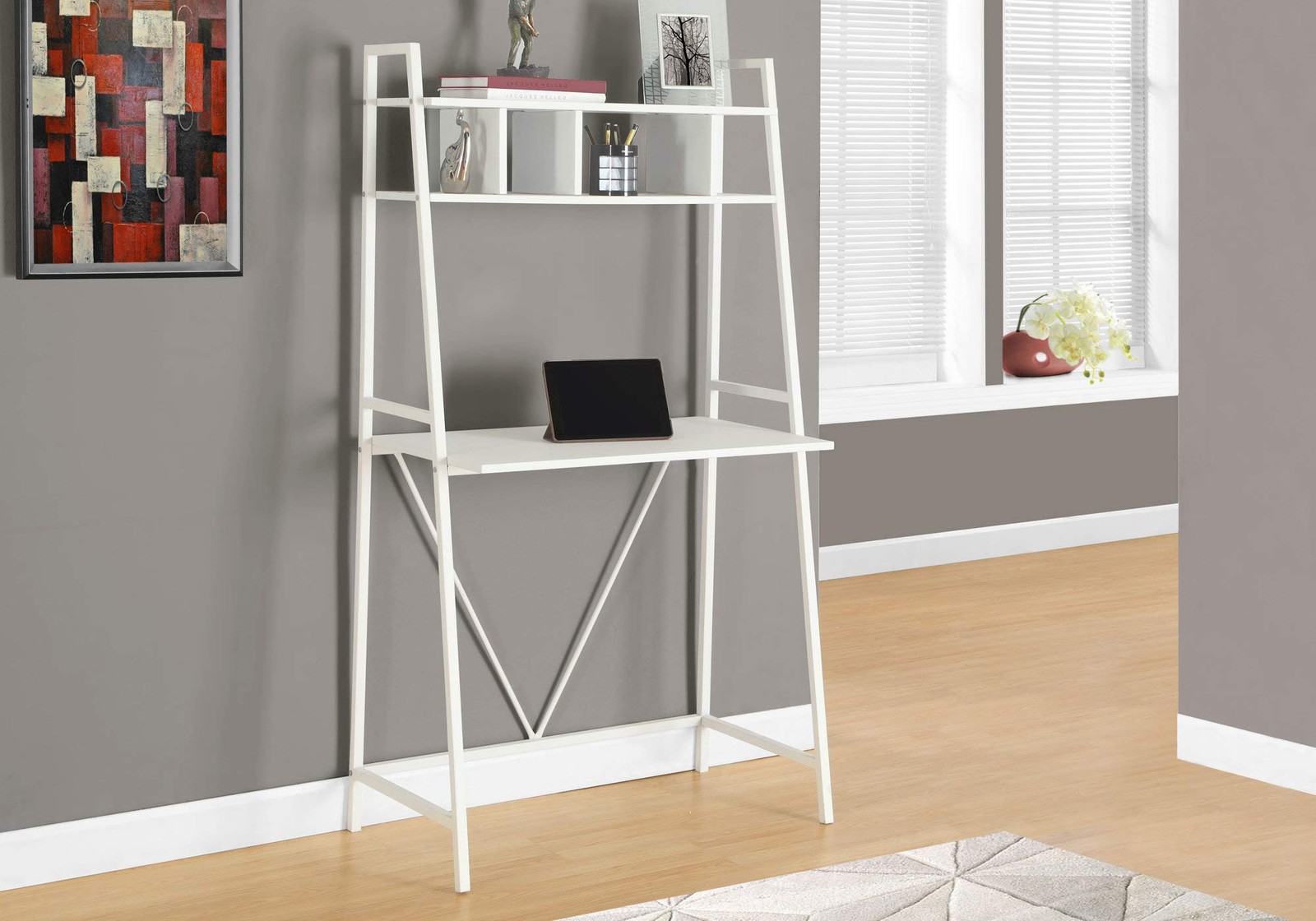 Bowery Hill 32" Mid-Century Engineered Wood/Metal Computer Desk in White gallery