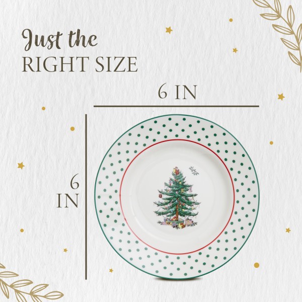 Spode Christmas Tree Polka Dot Tidbit Plates Set of 4 - Dishwasher Safe gallery