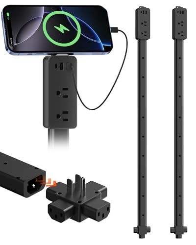 2-Pack Black Electrical Outlet Extender Stick 4-Way Flat Plug 8"-36 gallery
