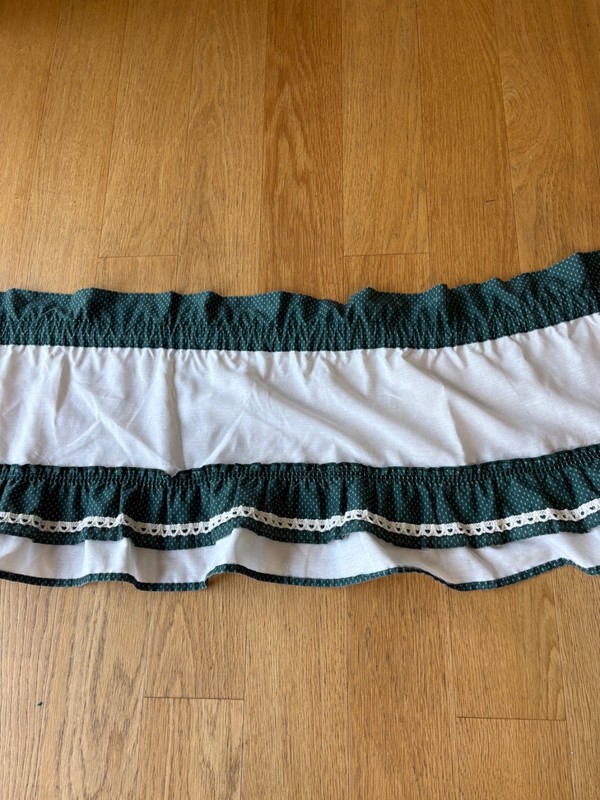 Vintage Ruffled Window Valance Hunter Green & Ivory 60 X 16 Ivory Trim gallery
