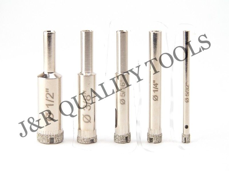 5pc Diamond Hole Saw Set Drill Bit Tile Glass Marble Granite Slate 5/32" to 1/2" gallery