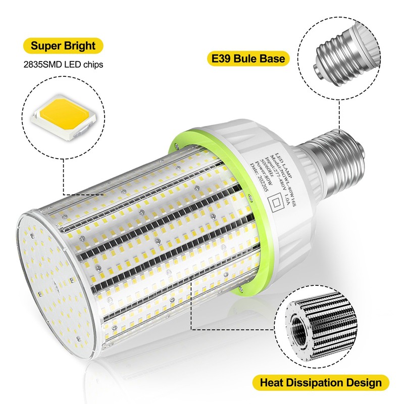 5X 100W LED Corn Light Warehouse Bulb,E39 Mogul Base 5000K Daylight,AC 277V-480V gallery