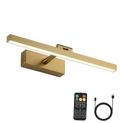Battery Operated Picture Light Wireless Gallery Light with 15.35 inch Brass gallery