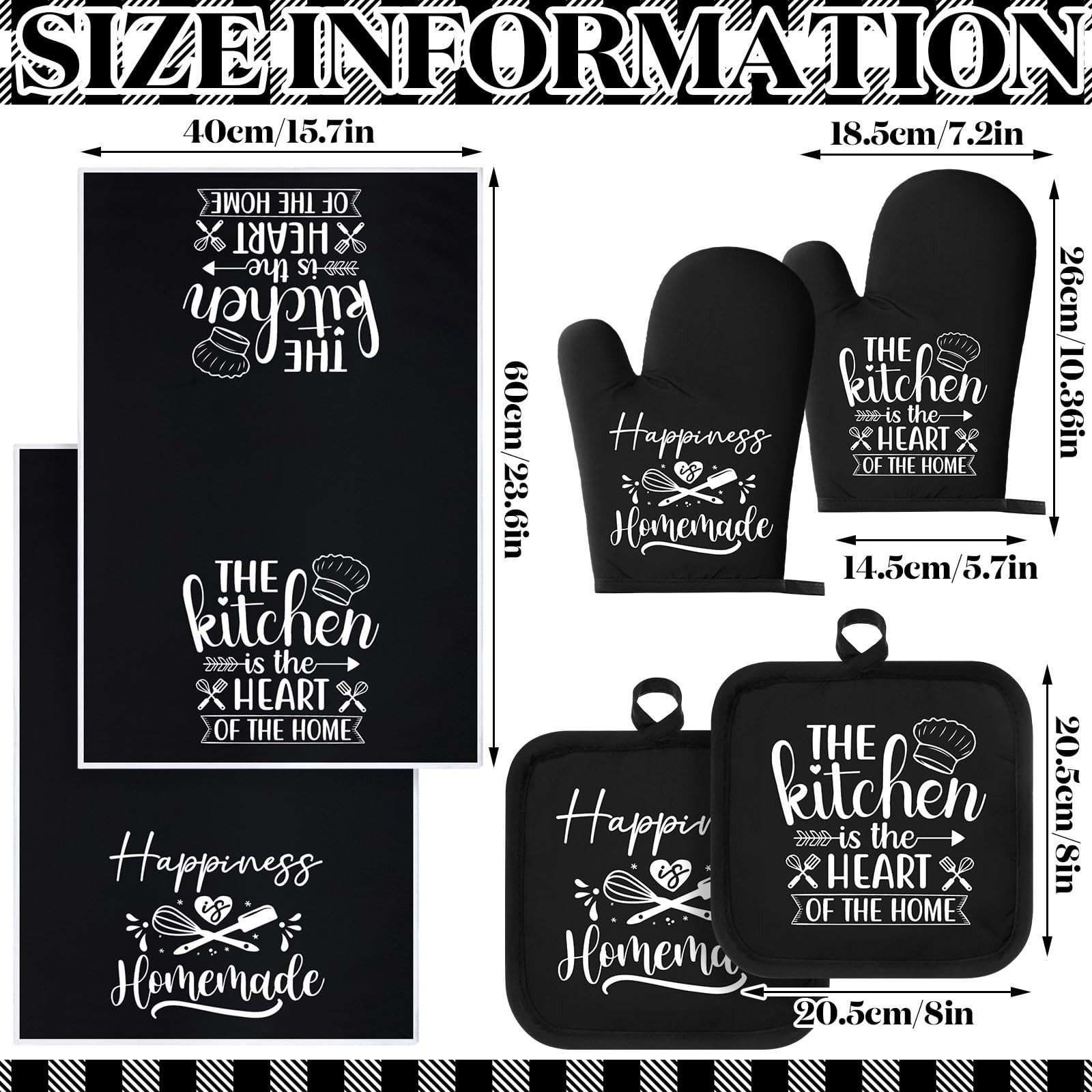 6 Pcs Kitchen Decor Accessories Set Farmhouse Towels Pot Holders Oven Mitts S... gallery