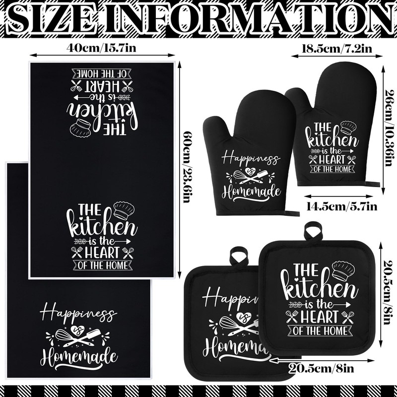 6 Pcs Kitchen Decor Accessories Set Farmhouse Towels Pot Holders Oven Mitts S... gallery