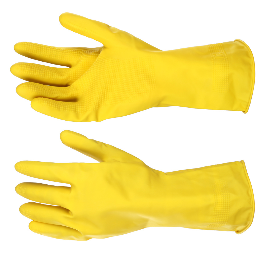 12" XL Yellow Flocklined Latex Hazmat Safety Gloves Cleaning 1/PAIR #150F-XL gallery