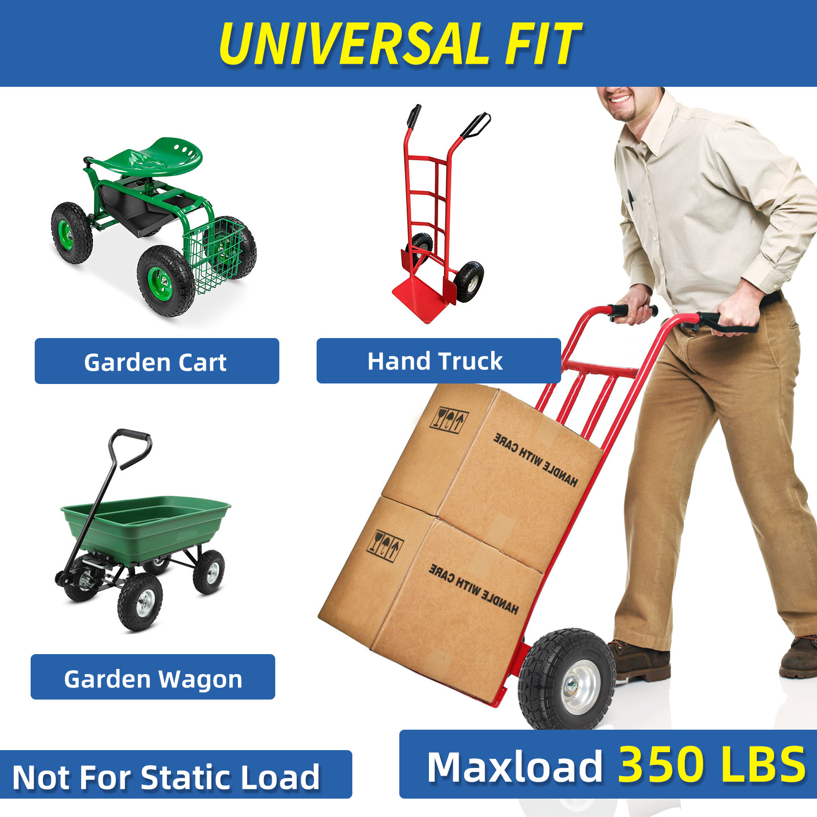 4 Pack GICOOL 4.10/3.50-4" Flat-free Solid Tire and Wheel, 10" Solid Tires gallery