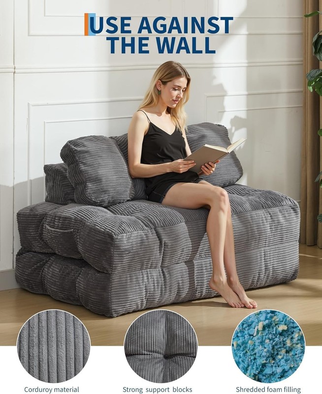 Oversize 2-in-1 Folding Sofa Bed Sleeper Mattress Chair with Pillow 72x52x8" gallery