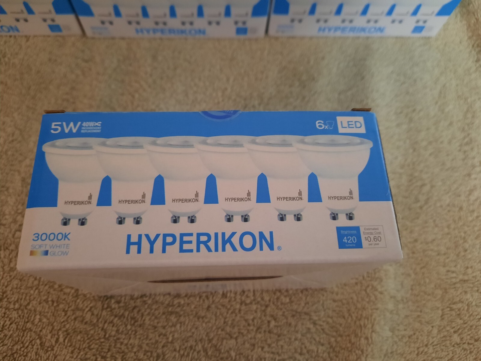 Hyperikon SGU10-30N LED 85-265v 5W, GU10 Bi-Pin Base Spotlight Bulb, 3000K 6pk gallery