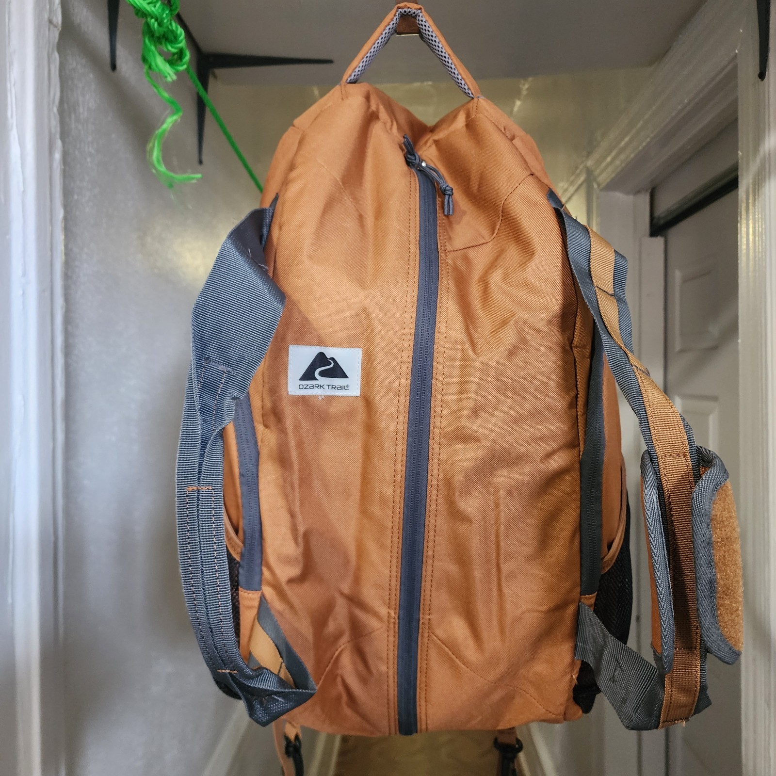 Ozark Trail Orange Hiking Backpack Zip Closure with External Pockets