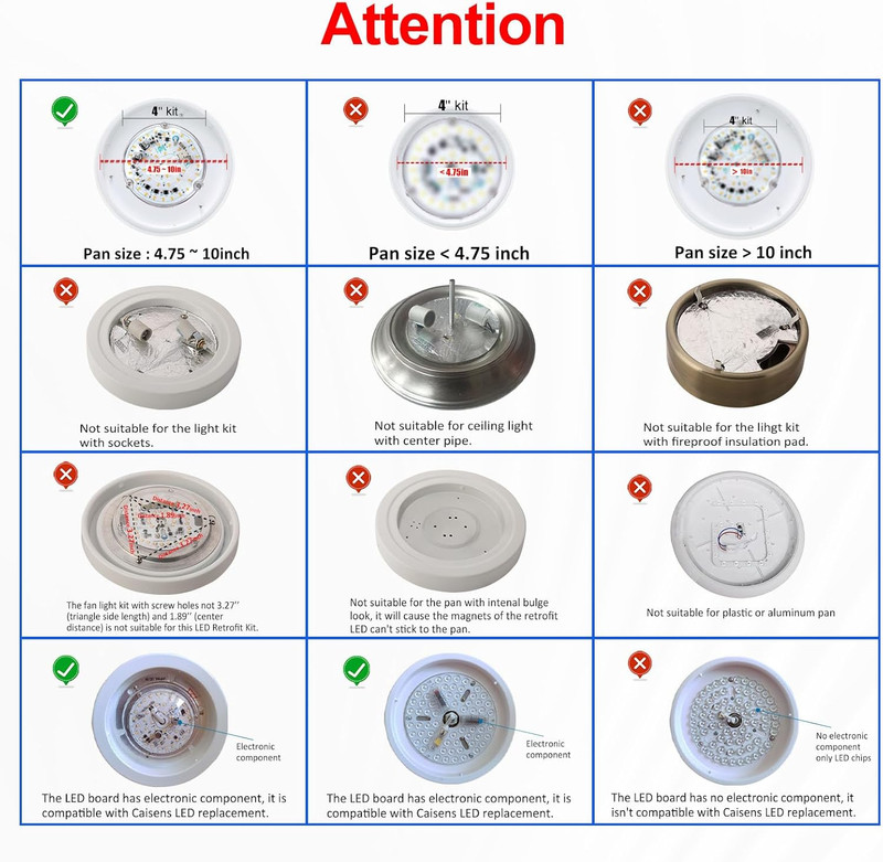 4 Inch Ceiling Fan LED Light Replacement, 18W 2200LM 3000K 4500K 6000K LED Ceili gallery