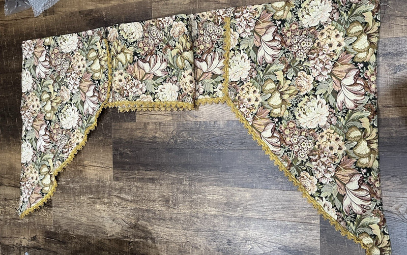 Tapestry Brocade Window Valance Handmade 92 in. Medieval Castle Gold Trim gallery