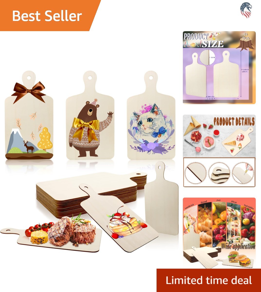 Compatible with Various Crafts 16 Pack Unfinished Wooden Cutting Boards with ... gallery