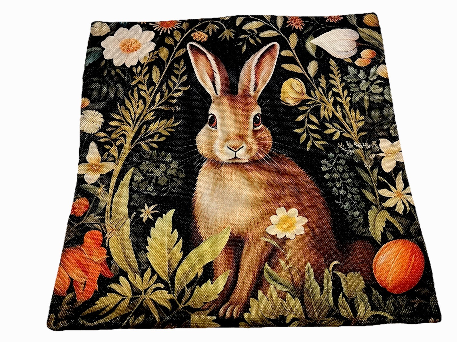 William Morris Abstract Floral Bunny Design Linen Throw Pillow Cover Home Decor gallery
