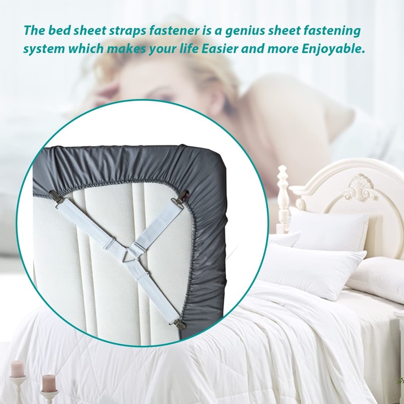 Sheet FastenersFitted Sheet Fasteners Elastic Straps, Adjtable Bedsheet Holders gallery
