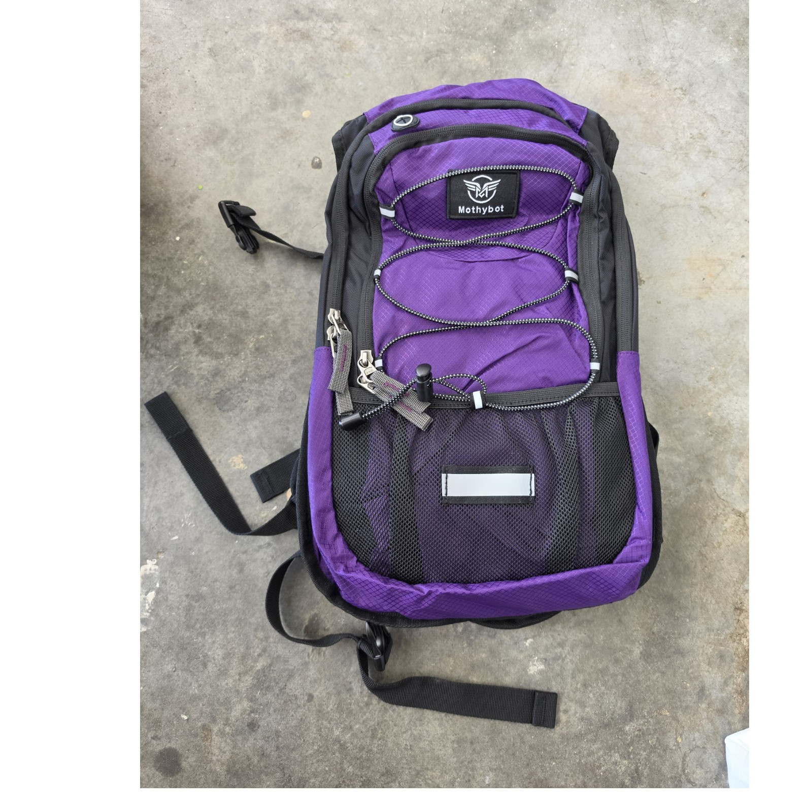 Mothybot Purple & Black Nylon Hiking hydration backpack