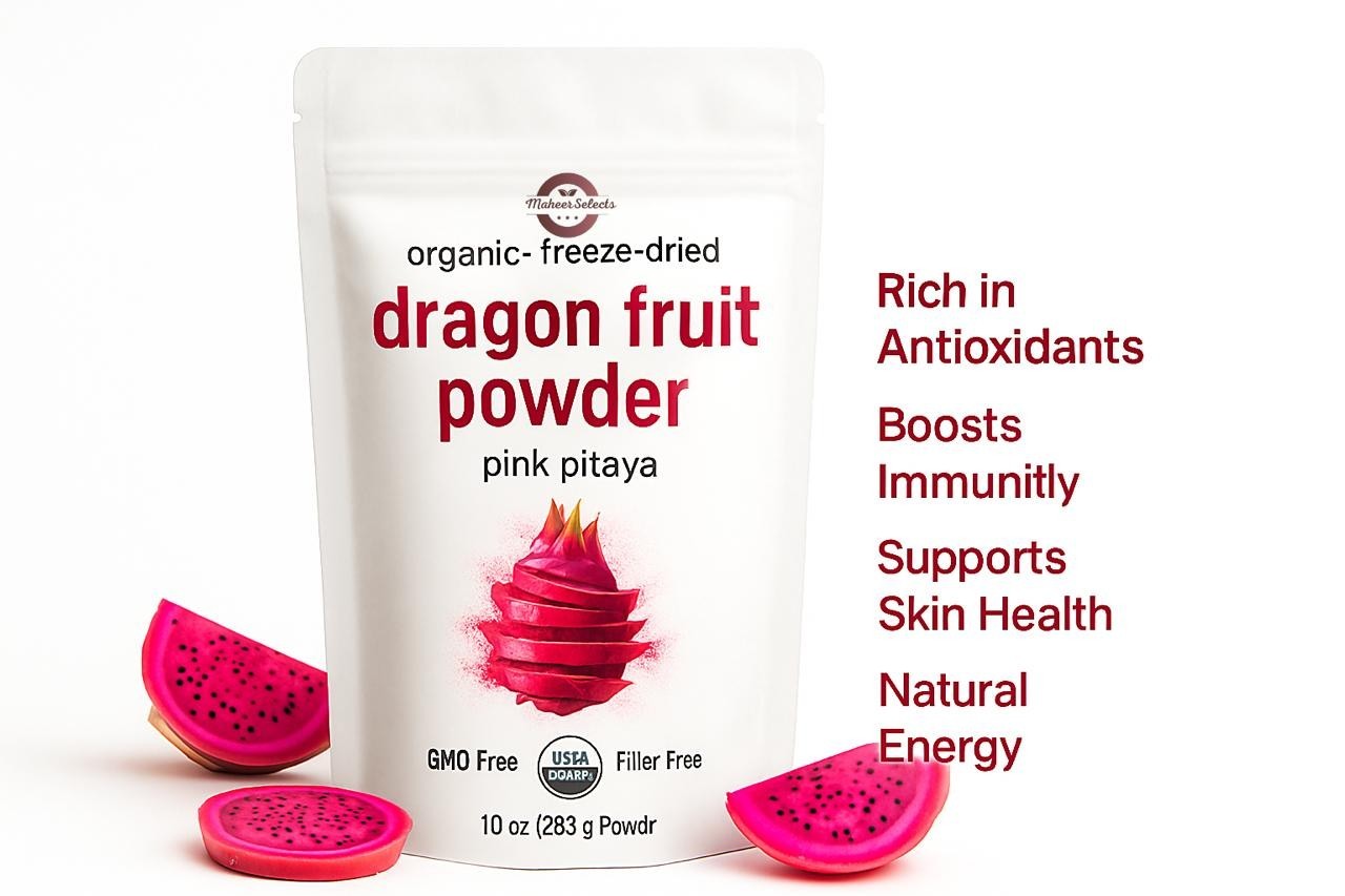 Organic Red Dragon Fruit Powder, Freeze-Dried Pitaya, Vegan Superfood, No Sugar gallery