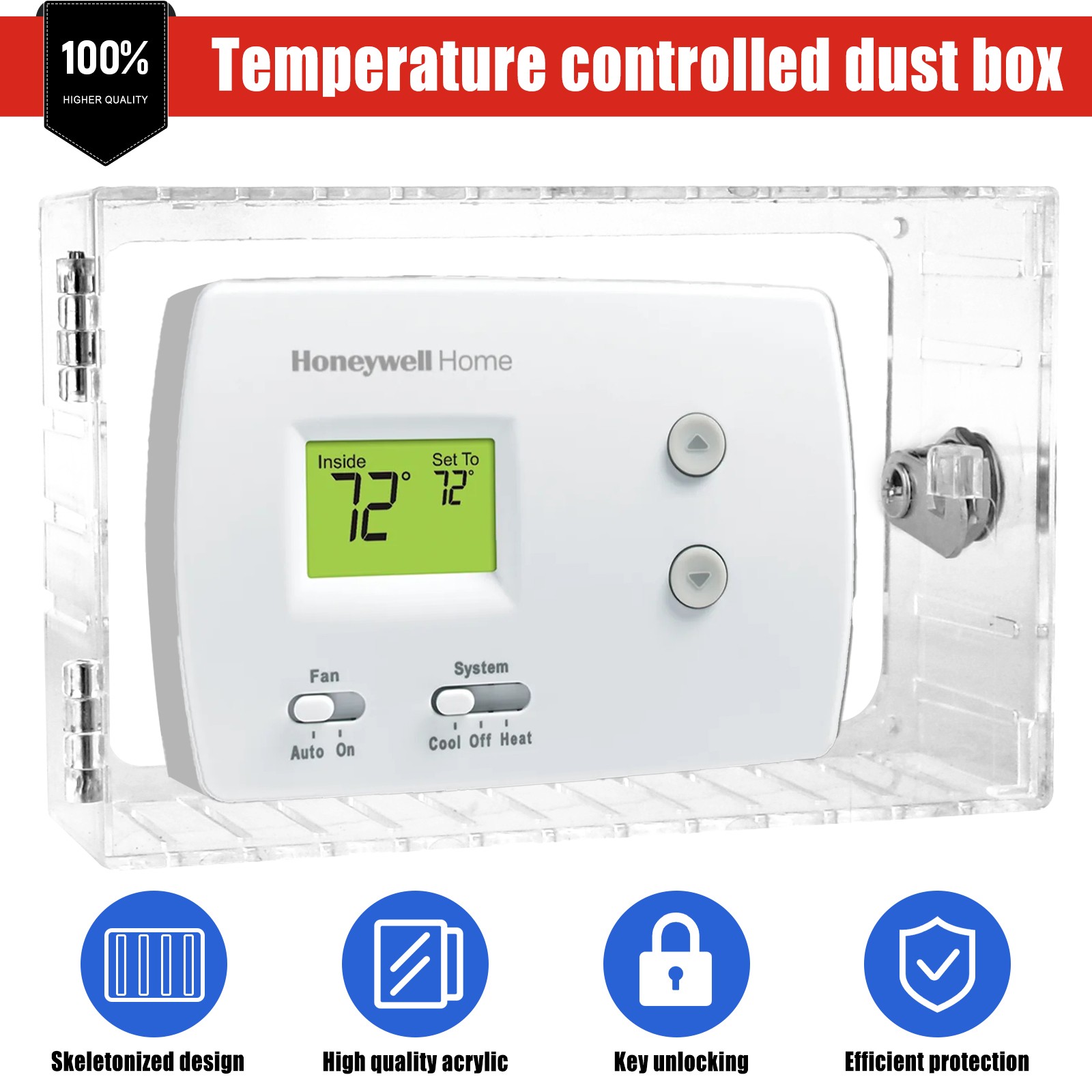 Universal Thermostat Lock Box With Key Transparent Large Thermostat Protector gallery