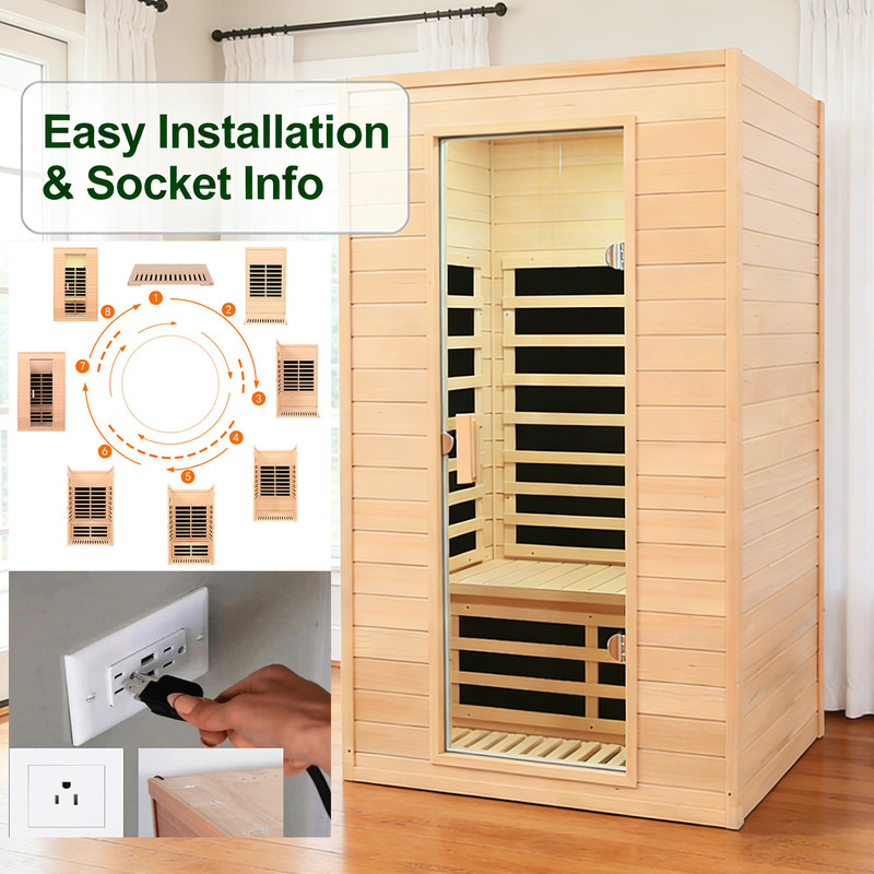 For 2 Persons Far Infared Sauna Room Hemlock Wood Personal Indoor Saunas 1500W gallery