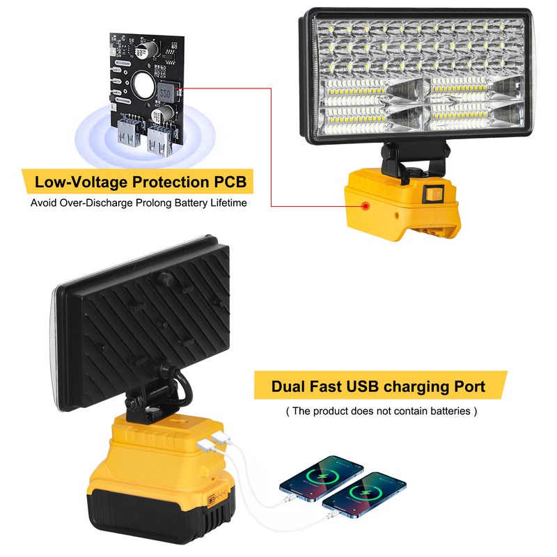 LED Work Light Suitable For DeWalt 20V 60V MAX XR DCB205 Li-Ion Battery 2700LM gallery