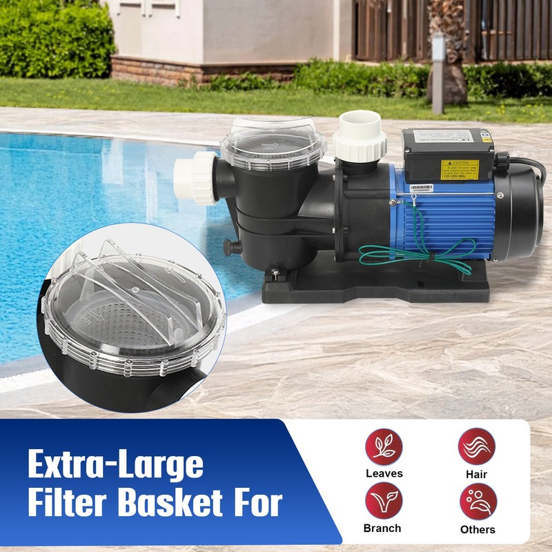 1.2HP Swimming Pool Circulating Pump 900W 300L/min Fish Pond Surface Water Pump gallery