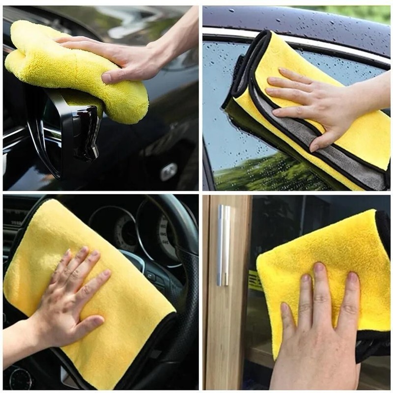 5 Pack Yellow Microfiber Cleaning Cloth No-Scratch Rag Polishing Detailing Towel gallery