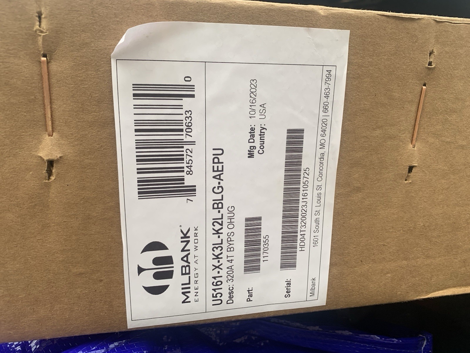 MILBANK meter can 320 amp - Single Phase - 4T BYPS (U5161-X-K3L-K2L-BLG-AEPU) gallery