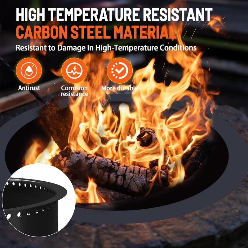 48''Inner/52''Outer Fire Pit Ring,Steel Metal Fire Ring Liner Outdoor DIY Pit gallery