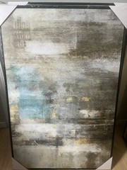 Framed Abstract Art Print, Vertical Wall Decor, Gray Blue Beige White 2-piece