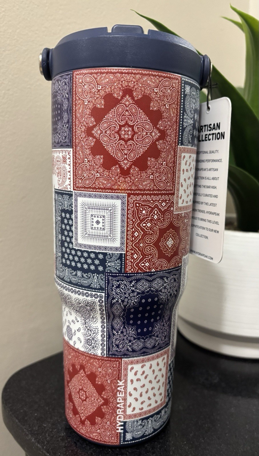 Hydrapeak Patchwork Bandana Red White Blue Tumbler USA 4th of July Paisley NWT gallery