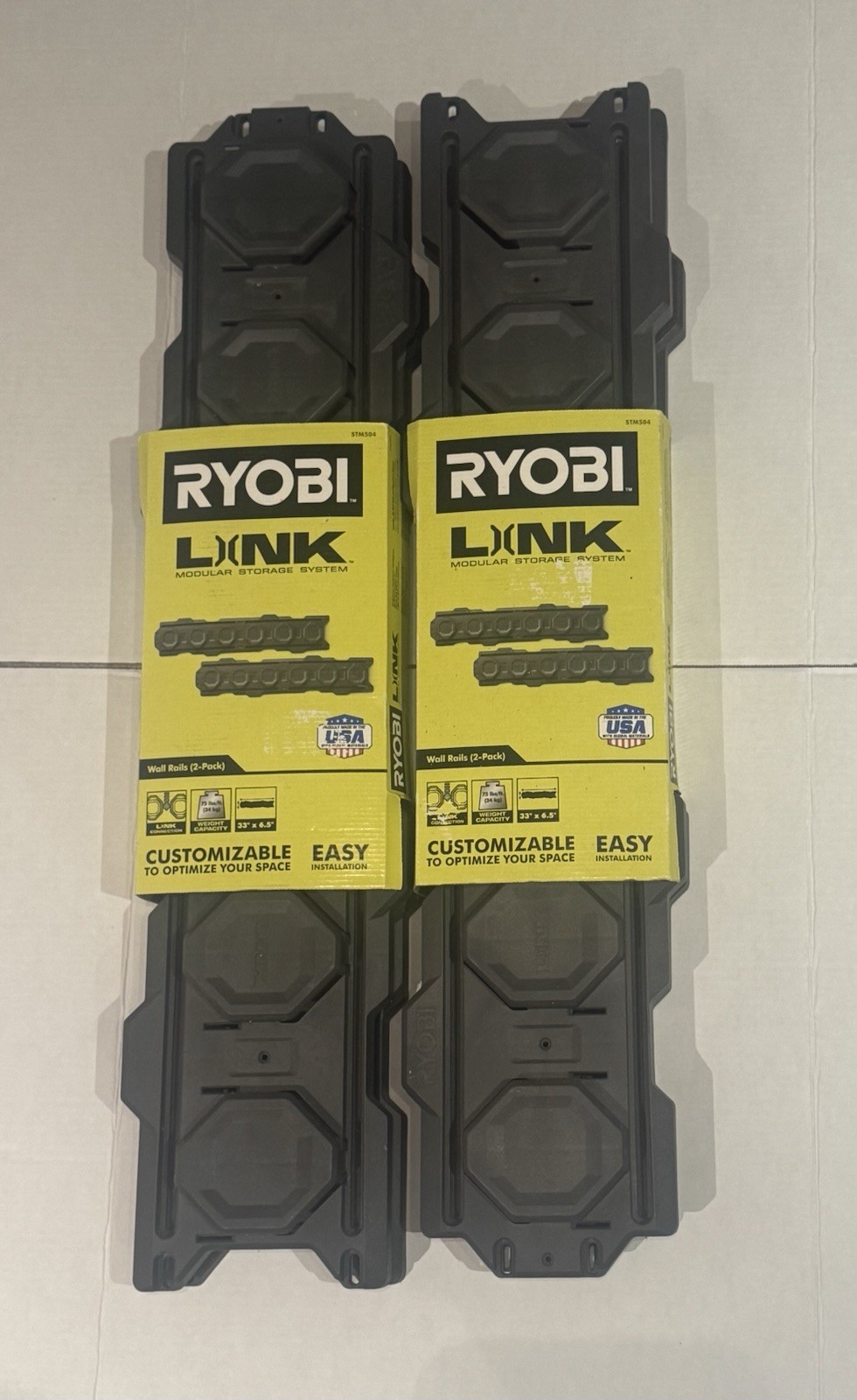 *2 2-Packs* RYOBI LINK Wall Rails, 66 in. Assembled Width (STM504) = 4 Total gallery