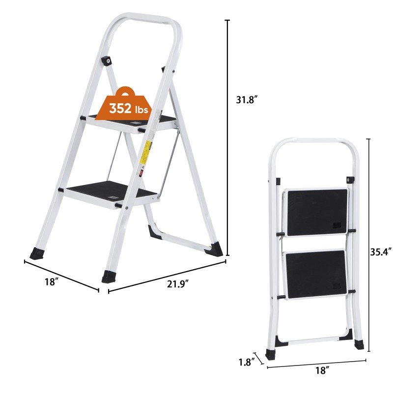 2 Step Ladder Folding Step Stool with Wide Anti-Slip Pedal Convenient Handgrip gallery